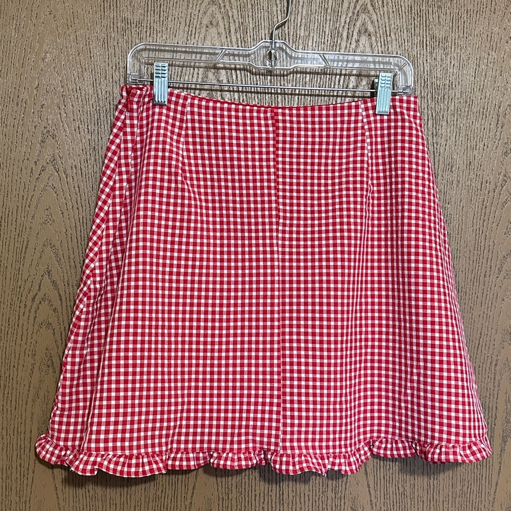 Sienna Sky Red Gingham A-Line Mini Skirt - Picture 4 of 8